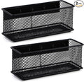 6.29'' × 2.28'' × 2.48 Black Magnetic Basket for Refrigerator Magnetic Pen Holder Locker Organizer for Home Office Accessories Magnetic Basket for Whiteboard，Set of 2-Ruum Studio Home