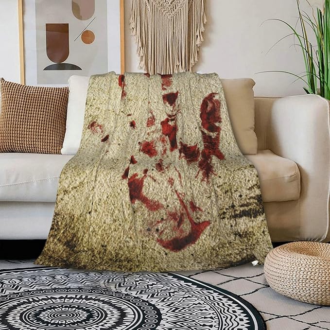 HGOD DESIGNS Bloody Hand Flannel Fleece Bed Blanket Throw Blanket Lightweight Cozy Plush Blanket for Bedroom Living Rooms Sofa Couch 40"x50"-Ruum Studio Home