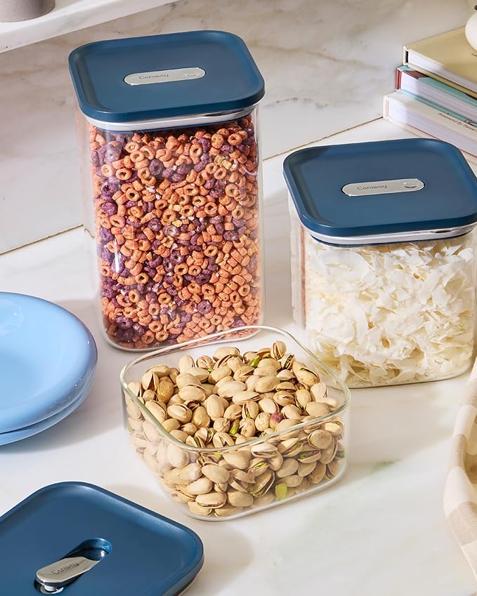 Caraway 14-Piece Glass Airtight Food Storage Containers with Lids – Non-Toxic, BPA-Free Kitchen Storage Containers – Stackable, Space-Saving Airtight Containers for Dry Goods and More - Perracotta-Ruum Studio Home
