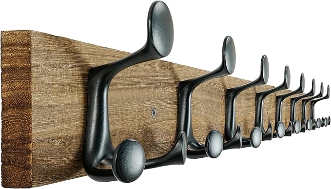 SKOLOO 43-Inch Wood Burnt Coat Rack Wall Mount with 8 Triple Hooks - Ideal for Family Entrances, Classrooms, and Pet Supplies Storage - Perfect Coat Hooks for Wall-Ruum Studio Home