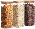 ComSaf 1.9 Qt Glass Storage Containers with Lids, Glass Jars with Lids, Clear Food Storage Jar, Square Canister Set of 3, Pantry Organizers and Storage for Flour Rice Pasta Tea Coffee Bean-Ruum Studio Home
