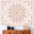 Fowocu Boho Floral Mandala Tapestry for Bedroom Aesthetic Pink Bohemian Flower Wall Tapestry Watercolor Hippie Indian Small Tapestries Wall Hanging for Living Room Dorm Decor 48 x 36 Inch-Ruum Studio Home