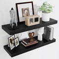 Fun Memories Floating Shelves for Wall, 32 Inch Long Floating Shelves Set of 2, 32 x 10 Wooden Shelves for Wall, Large Storage Shelves, Hanging Shelves for Bathroom Kitchen Bedroom, Black-Ruum Studio Home