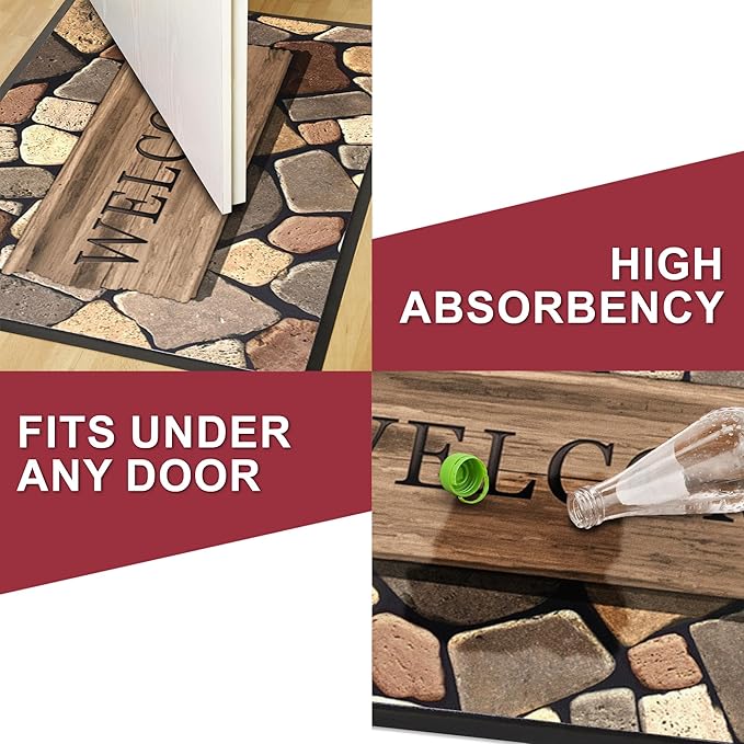 Floor Mat - for Indoor and Outdoor Use - Doormat - Non-Slip - Front Door Shoe Scraper - Size: 17x29-Ruum Studio Home