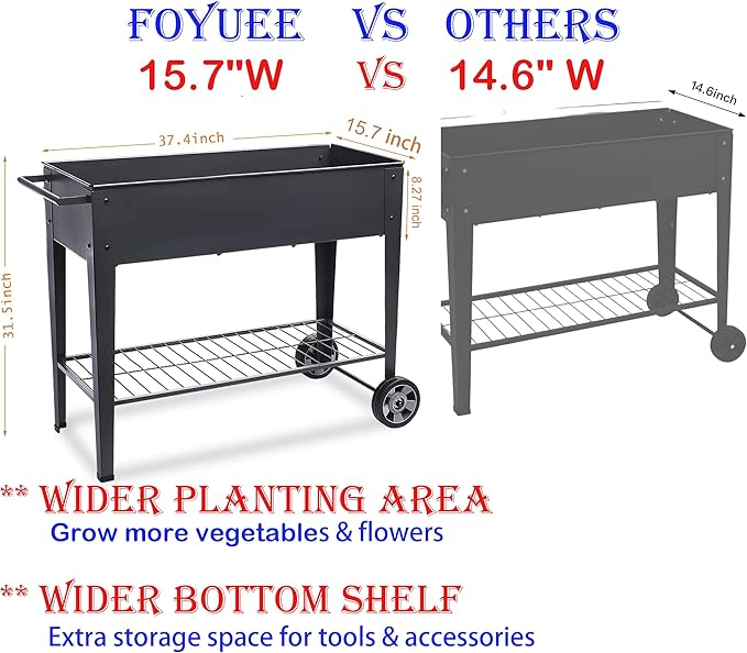 Raised Planter Box with Legs Outdoor Elevated Garden Bed On Wheels for Vegetables Flower Herb Patio-Ruum Studio Home