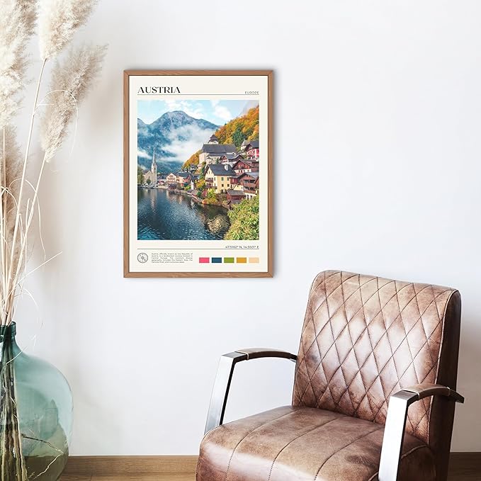 StudioUBILA Austria Wall Art Poster, Decorative Cityscape Landscape Art Prints, Home Decor Wall Art Print for Bedroom Living Room Kitchen Decorations, Unframed-Ruum Studio Home