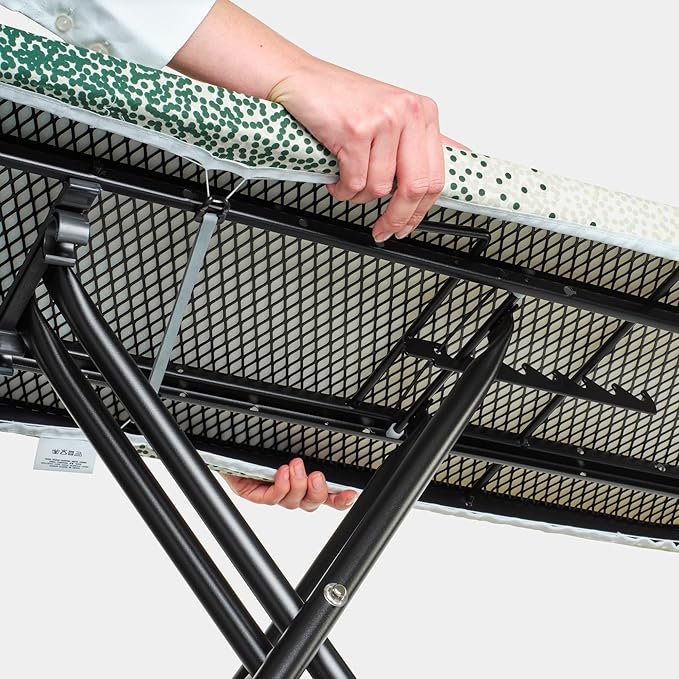Brabantia - Ironing Board B – Solid Steam Iron Rest – Adjustable Height – Non-Slip Rubber Feet – 100% Fairtrade Cotton Cover with Foam Padding – Foldable – New Dawn – Size B (49 x 15 in)-Ruum Studio Home