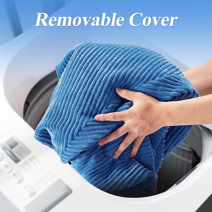 3.5FT Bean Bag Chairs Teardrop Bean Bag Chair for Adults Beanbag Chair with Memory Foam Filled Machine Washable Cover for Living Room, Bedroom (Large,Blue)-Ruum Studio Home