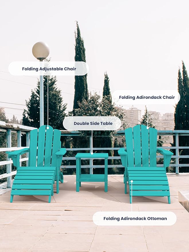 KINGYES Folding Adirondack Ottoman for Adirondack Chair, Aruba-Ruum Studio Home