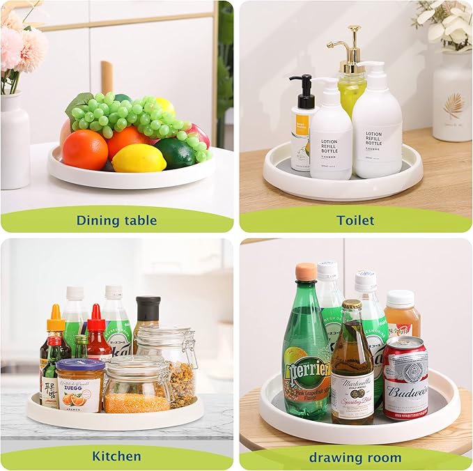 Lazy Susan Turntable, Set of 4, 10 Inch Non-Skid Lazy Susan Organizer for Cabinet, Pantry Organization, Kitchen Storage, Bathroom Sink Cabinet, Refrigerator, Countertop, Spice Rack (4 Pack 10 in)-Ruum Studio Home
