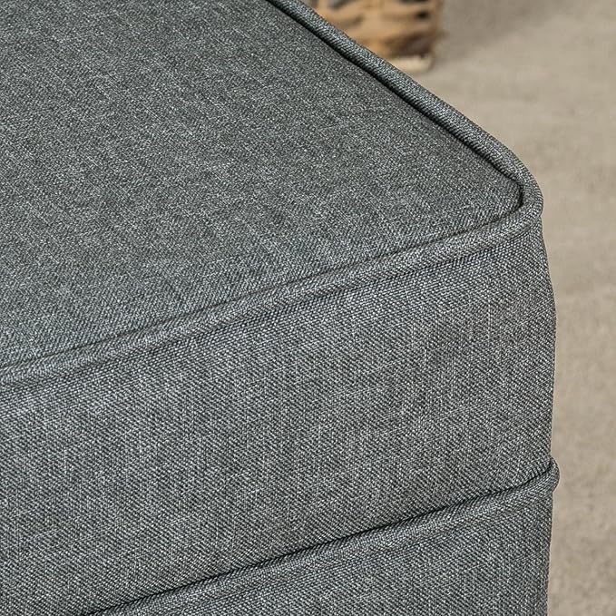 Adeco Chest and Footrest-Square Seat Storage Bench Ottoman, Gray-Ruum Studio Home