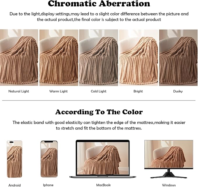 NEWCOSPLAY Super Soft Twin Blanket Taupe Premium Silky Flannel Fleece 3D Ribbed Jacquard Lightweight Bed Blanket All Season Use (Taupe Ribbed, Twin(60"x80"))-Ruum Studio Home