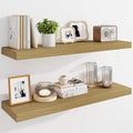 Marsmiles 36" Floating Shelves for Wall, Wooden Shelves with Invisible Brackets Set of 2, Rustic Farmhouse Wall Mounted Shelf for Kitchen Bathroom Living Room Study, Natural Oak-Ruum Studio Home
