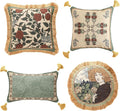 patdrea Designer Throw Pillow Covers Set of 4,French Elegant Green Linen with Rose Collection Pattern Pillow Covers,Decorative Lumbar Square Round Pillowcases Cushion for Bed Living Room Outdoor-Ruum Studio Home