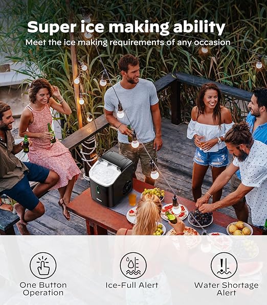 Silonn Nugget Ice Maker Countertop, Portable Pellet Ice Machine with Self-Cleaning Function, Sonic Ice Maker Produces 33lbs of Chewable Ice in 24 Hours, Ideal for Home Kitchen and Office, Black-Ruum Studio Home