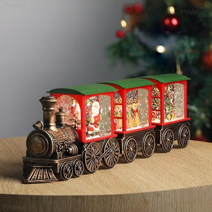 Christmas Snow Globe Train Santa Claus Reindeer Gifts Tree Classic Relief Texture Battery Powered LED Glitter Christmas Decorations Indoor-Ruum Studio Home