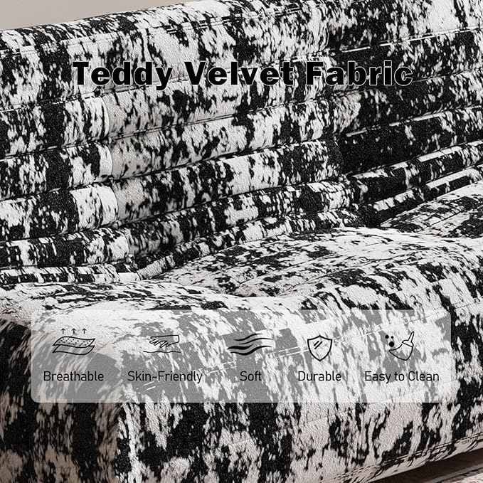 Bean Bag Chair, Loveseat Fireside Chair Bean Bag Sofa Large Bean Bag Chair for Adults, 2 Seater Bean Bag Chairs for Teens with High Density Comfortable Foam, Bean Bag for Living Room (Black Pattern)-Ruum Studio Home