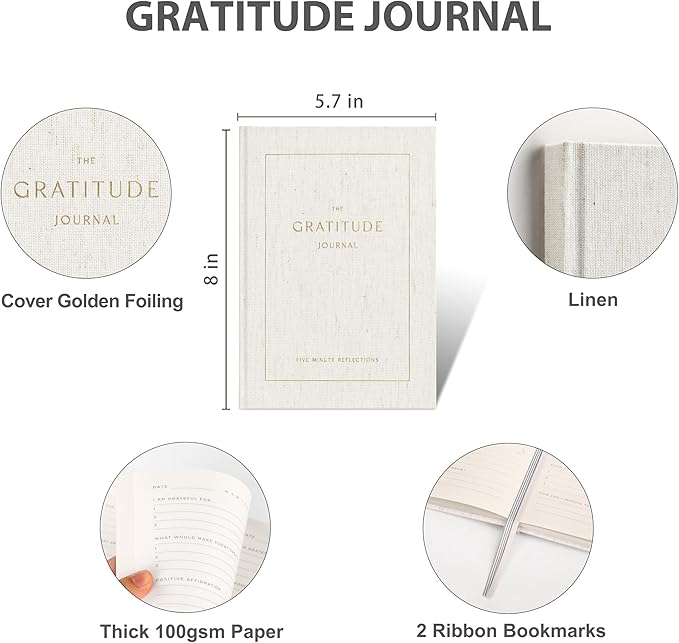And Per Se Gratitude Journal – Five Minutes a Day to Cultivate Mindfulness, Happiness, Positive Vibes, Affirmations & Self-Reflection – Undated Daily Gratitude Journal for Women & Men (Beige)-Ruum Studio Home