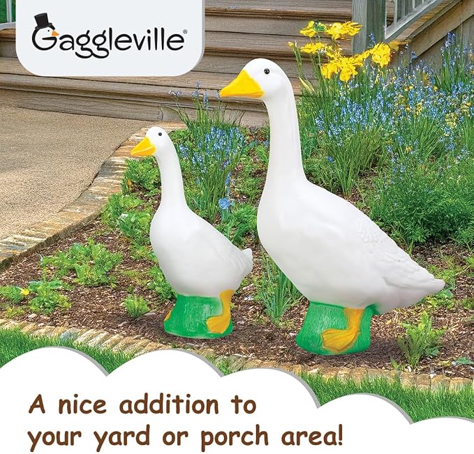 Fox Valley Traders Gaggleville Porch Goose Bundle Goose and Baby Statue – Charming Outdoor Decorative Figurine for Garden, Patio, or Entryway Accent-Ruum Studio Home