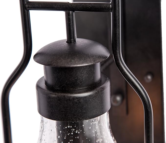 Muskoka Lifestyle Products Rustic Wall Light Lantern with Retro Industrial loft Lantern Look in Rubbed Bronze Powder Coat Finish with Wine Bottle Pioneer jug Glass-Ruum Studio Home