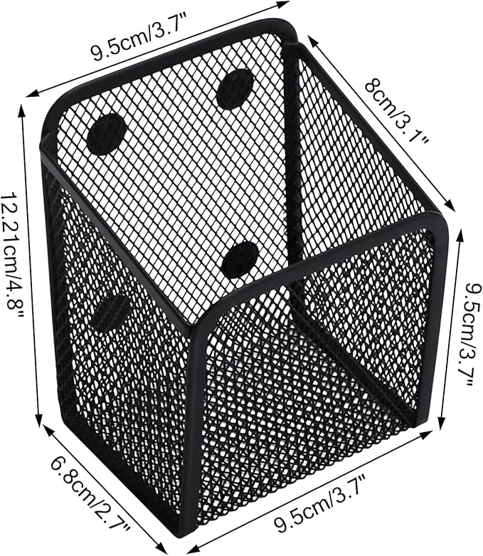 Black Small Magnetic Basket Set of 2, Refrigerator Basket, Magnetic Baskets Heavy Duty, Magnetic Storage for Locker Organizer Holder for Whiteboard Office, 3.7"x2.7"x4.8"-Ruum Studio Home