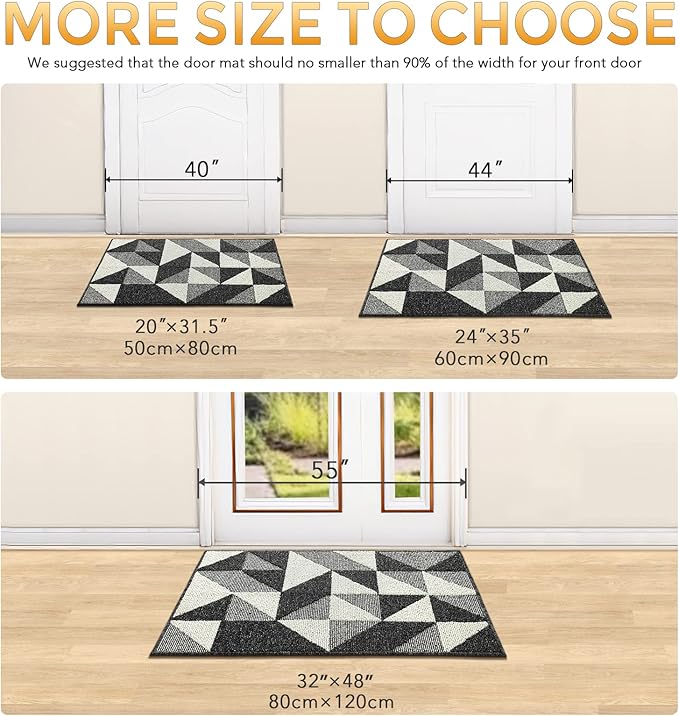 hicorfe Indoor Doormat,24"x35" Front Back Door Mat Rubber Backing Non Slip Door Mats,Low-Profile Absorbent Resist Dirt Entryway Doormat Inside Floor Mats for Entrance-Ruum Studio Home