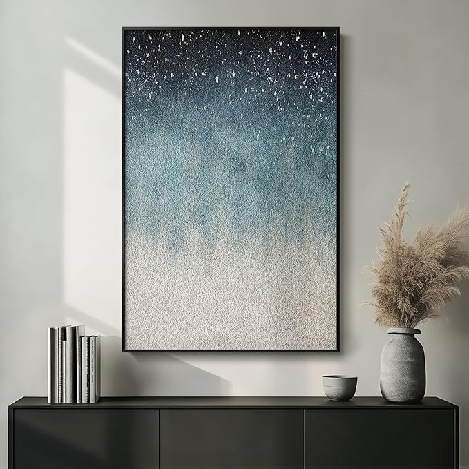 VAN GOGH ART Framed Blue Abstract Starry Night Art Print, 24x36 Inch, Modern Wall Art for Living Room, Bedroom, Office-Ruum Studio Home