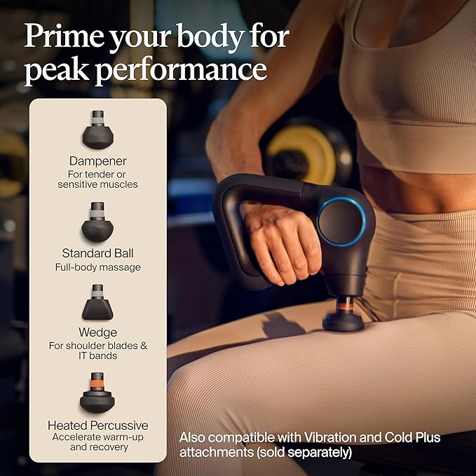 TheraGun Therabody Prime Plus Heated, Powerful Massage Gun for Enhanced Warm-Up & Workout Recovery - Quiet Deep Tissue Massager for Body and Back Pain Relief - Leg & Back Massager with Heat-Ruum Studio Home