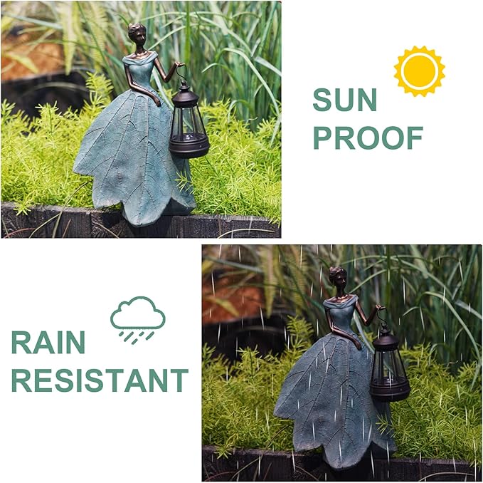 Guichifun Fairy Statues Solar Outdoor Lights - Resin Garden Figurines Decorations for Patio Yard Lawn Decor Housewarming Gardening Gifts for Women Mom 7.4 x 5.3 x 12 Inch-Ruum Studio Home
