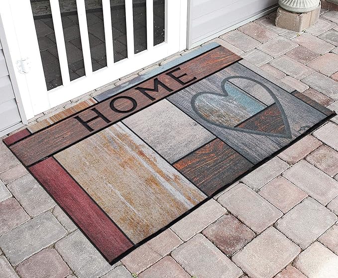 CHICHIC Welcome Door Mat 18x 30 Inch Front Doormat Outdoors for Home Entrance Outdoors Mat for Outside Entry Way Doormat Entry Rugs, Heavy Duty Non Slip Rubber Back Low Profile, Heart-Ruum Studio Home
