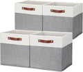 HNZIGE Foldable Storage Bins 13x13 Storage Cubes Set of 4 Fabric Linen Storage Baskets for Shelves Drawer with Handles Organizer for Shelves Toy Nursery Closet Bedroom-Ruum Studio Home