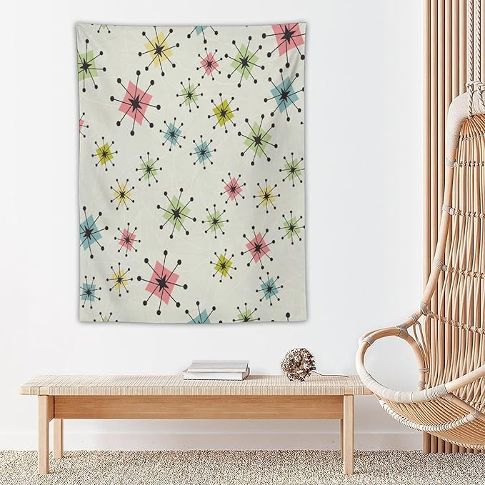 ICMOLYYENLO Abstract Cat Tapestry, Medieval Abstract Atomic Star Cat Vintage Home Wall Hanging Art Tapestry for Bedroom Living Room Dormitory 60x60 Inch-Ruum Studio Home