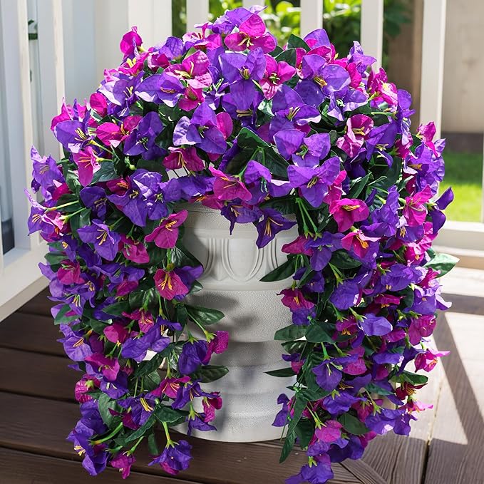 Faux Bougainvillea Artificial Flowers Plants for Outdoors Outside Decoration, 2pcs Fake Flowers Silk Long Trailing Vines UV Resistant Realistic for Front Door Porch Planter Urn Patio Balcony Yard, Mix-Ruum Studio Home