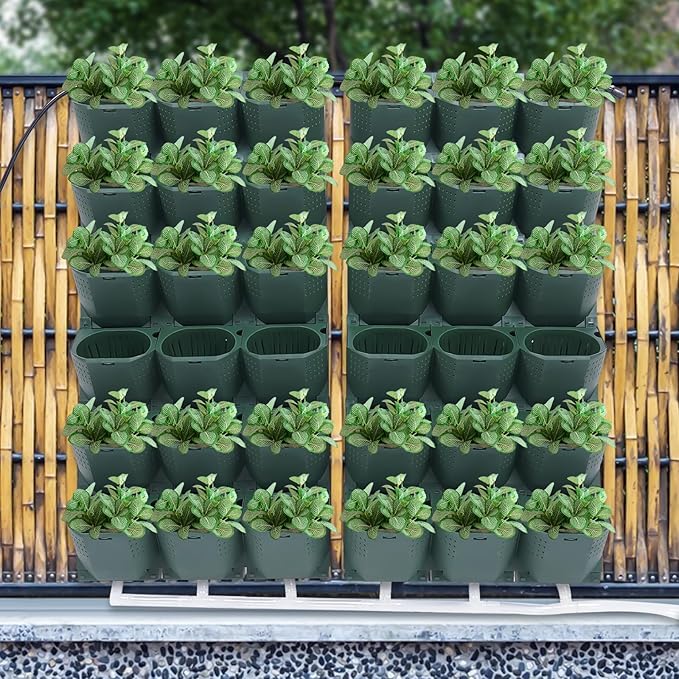 Vertical Wall Planter, Self-Watering Vertical Garden Planter Set with 36 Pots, Stackable Planters Grow Pots with Electronic Timer for Growing Veggies, Fruits, Herbs, Flowers.-Ruum Studio Home