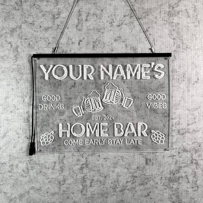 Personalized Bar Signs with Your Name for home wall light up with personalized pub name, man cave accessories, beer themed neon customizable lighted sign-Ruum Studio Home