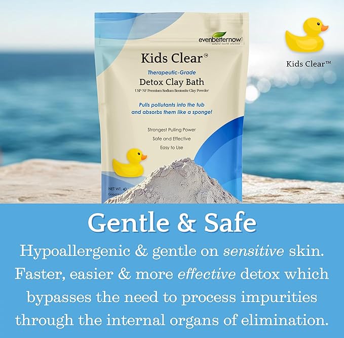 Kids Clear Detox Clay Bath, 100% Pure Sodium Bentonite - Cleansing and Purifying, by -Evenbetternow LLC – 2.5 lb (40 oz) Standard Size-Ruum Studio Home