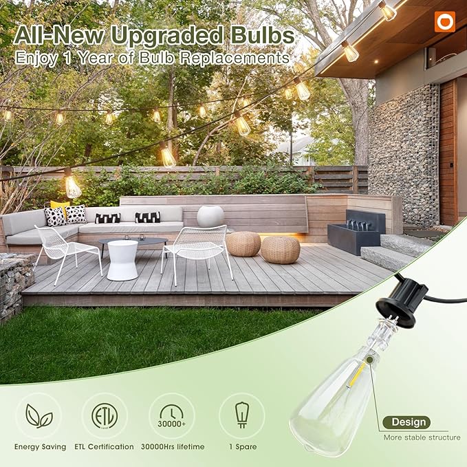 addlon 33(27+6) FT Solar String Lights Waterproof,Patio Light Solar Powered with Remote& USB Port 9+1 LED Shatterproof Bulbs 3 Lighting Modes Outdoor for Camping Backyard Garden-Ruum Studio Home