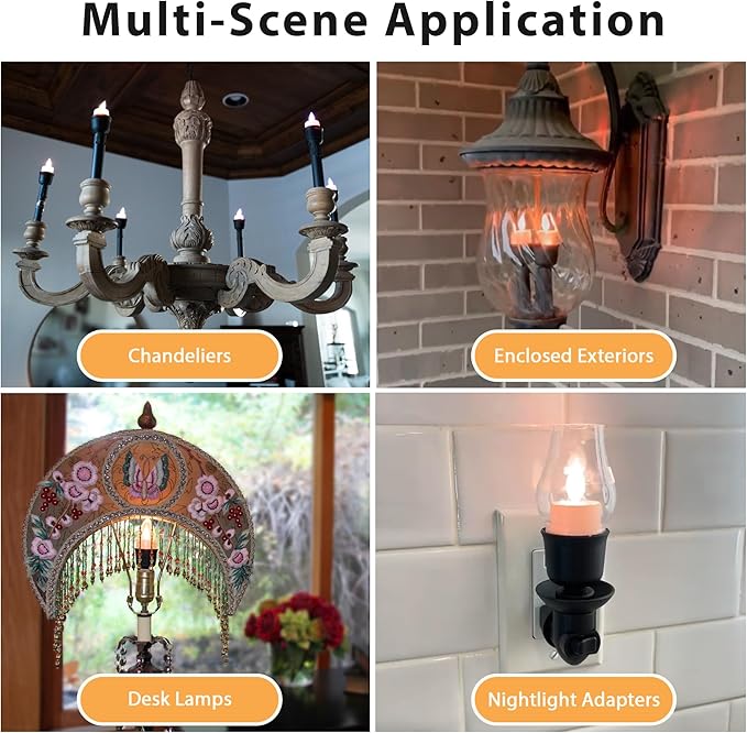 Smart Flameless Candle Light Bulb, Decorative Candle Flame Lights & Vintage Lighting for Chandelier Candelabra, Pendant, Wall Sconces and Lighting Fixtures-Ruum Studio Home