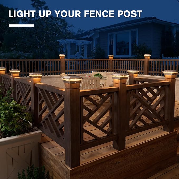 VOLISUN Solar Post Cap Light Outdoor 16pack,Solar Deck Fence - Post Lights Waterproof for 4x4 Wooden/4x4 Vinyl, with Warm White/Cool White for Garden/Patio/Porch-Ruum Studio Home