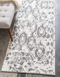 Unique Loom Rosso Collection Vintage, Geometric, Bohemian, Traditional, Distressed, Southwestern Area Rug, 2' 7" x 10' 0", Light Gray/Ivory-Ruum Studio Home