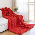 Chunky Knit Blanket - Luxury Soft Cozy 40 * 50 Throw Blanket,100% Woven Blanket Rope Knot Throw Blanket for Couch, Sofa, Home Decor, Gift - Machine Washable（Wine red）-Ruum Studio Home