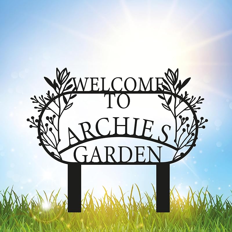 Personalized Metal Garden Sign with Stake, Custom Garden Decor for Outdoor, Custom Family Name Sign, Patio Decorations, Lawn Art, Farmhouse Decorative, Housewarming Gift (CstmDesign3)-Ruum Studio Home