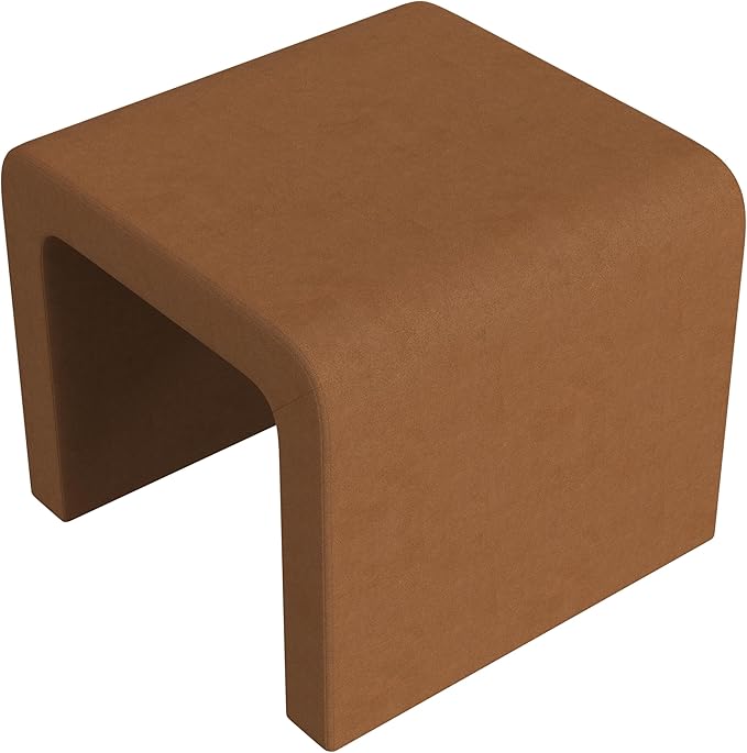 Modern Channel Rust Velvet Foot Stools Ottoman Home Décor, Soft Ottoman Foot Rest Chair for Bedroom and Living Room, Vanity Chair and Stool in Dressing Area, and Lounge-Ruum Studio Home