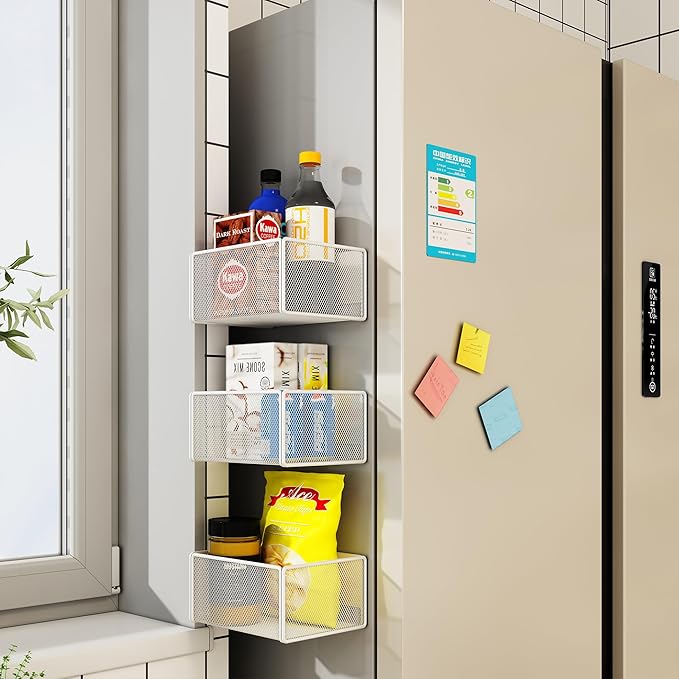 Magnetic Basket Organizer Holder for Fridge Magnetic Storage Bin Box Containers for Refrigerator Whiteboard Classroom (Small, Black)-Ruum Studio Home