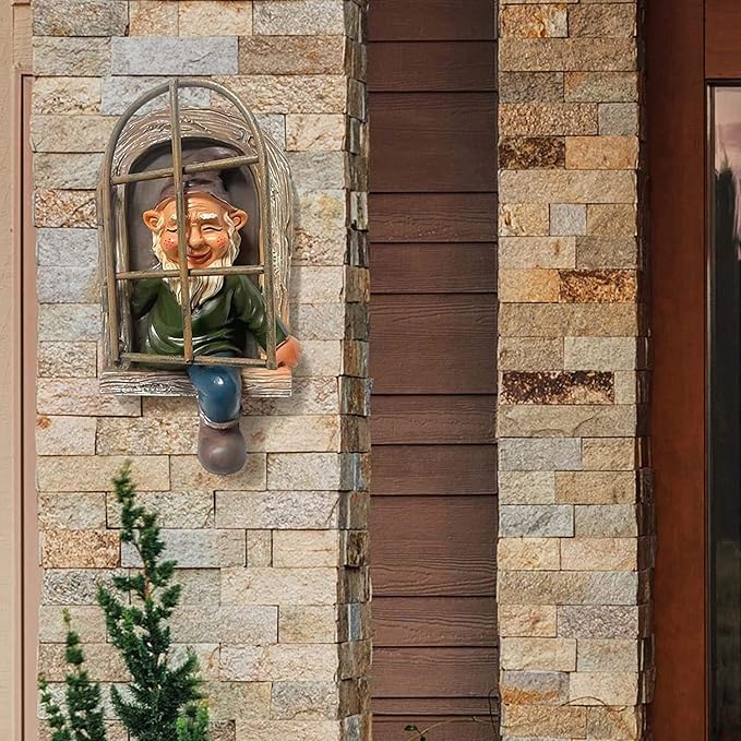 Whimsical Fairy Garden Gnome Statue, Tree Faces Decor Outdoor -5.9 Inch, Funny Garden Tree Decoration,Ideal Patio Yard Lawn Porch Decoration-Ruum Studio Home