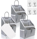 3pcs Small Wall Hanging Organizer Bag, Linen Fabric Door Hanging Storage Basket with Pockets, Waterproof Bin for Kitchen, Bedroom, Office, RV Camper (Gray)-Ruum Studio Home