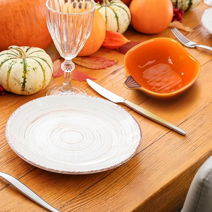 Dandat Fall Ramekins 6 oz Oven Safe Pumpkin Ceramic Ramekins Small Creme Brulee Dishes Dipping Pumpkin Baking Dish Shaped Bowl Plates for Serving Dip, Sauce, Condiments and Snack(8 Pcs)