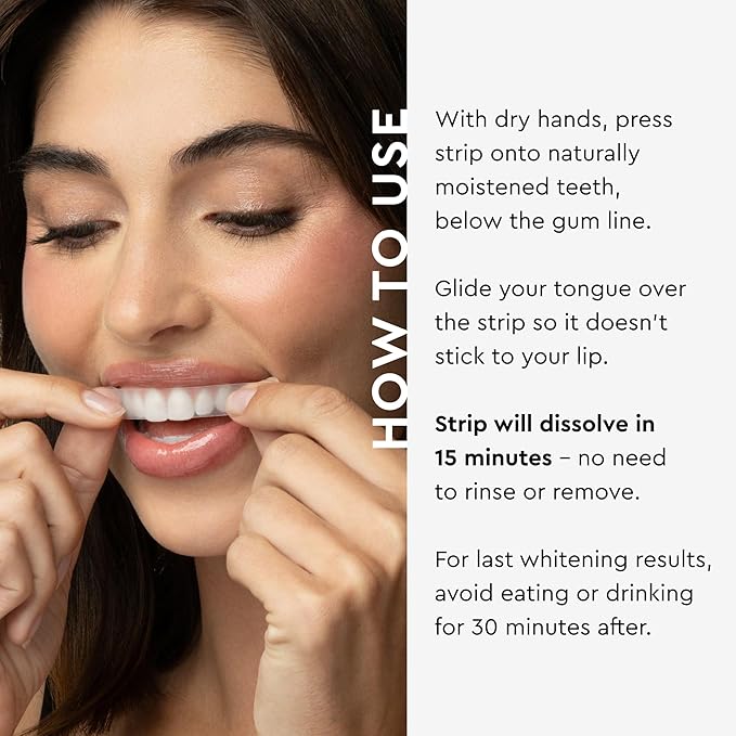MOON Dissolving Teeth Whitening Strips - Vegan, Easy-to-Use, No Rinse White Strips - Hydrogen Peroxide and Essential Oils Infused Gentle Teeth Whitening Kit - Travel Essentials for Oral Care (14 Ct)-Ruum Studio Home