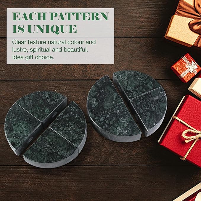 Marble Bookend for Shelves, Non-Skid Bookends for Heavy Books, Heavy Duty Book Stopper for CDs, Luxury Book Shelf Holder, Quarter Circle Design Book Ends Decorative, Indian Green, Set of 2-Ruum Studio Home