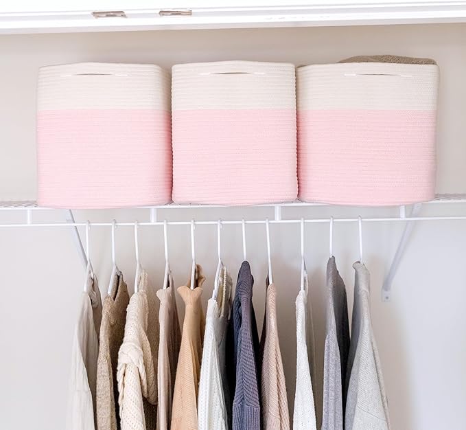 NaturalCozy 13x15x13 Kallax Storage Cubes, 3 Pack | Cotton Rope Cube Storage Bins Woven Baskets for Organizing | Kallax Insert Baskets for Shelves Organizer, Kids Toy, Pantry, Closet, Baby Nursery-Ruum Studio Home